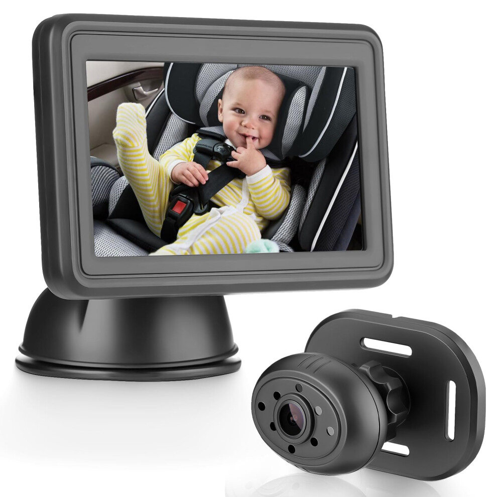 Baby Car Camera Hd 1080P Baby Mirror With 4.3'' Display For Rear Seat, Backseat Monitors With Night Vision Function, Wide View Angle, Rear F Gearcell