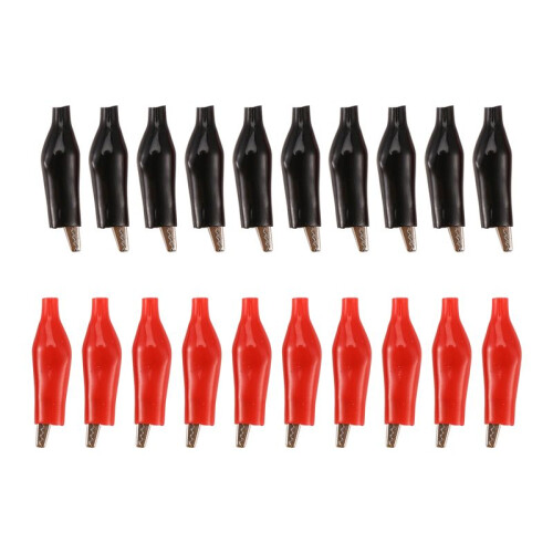 20 Pcs Black Red Soft Plastic Coated Testing Probe Alligator Test Clip