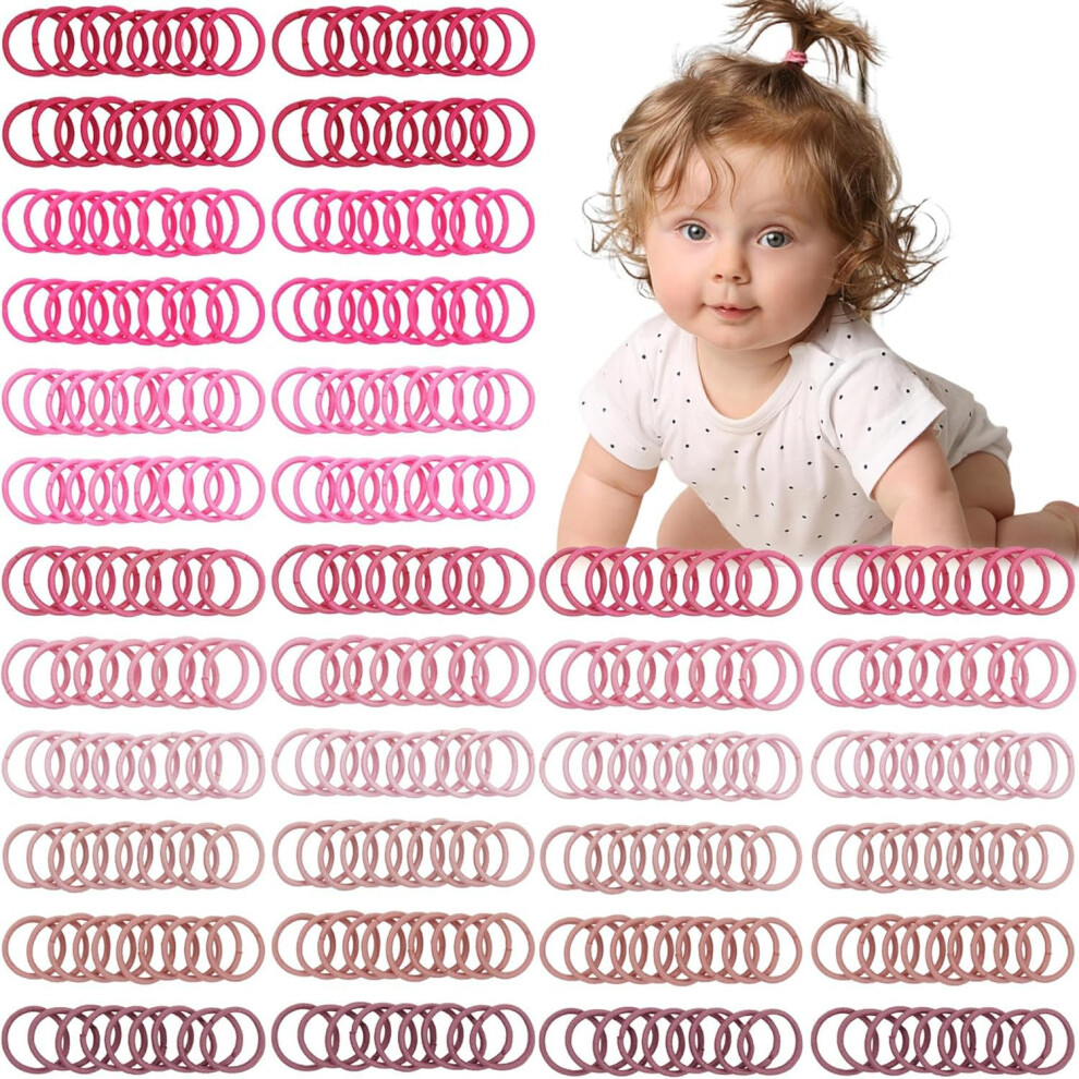 Joyoyo 360 Pcs Baby Hair Ties Elastic Hair Tie For Toddler Girls Small Size Hair Bobbles 2 Cm, Pink Color Hair Bands Hair Accessories For Baby Girls