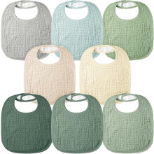bearmoss Muslin Baby Dribble Bibs 100% Cotton Baby Bandana Square Drool Bibs for Unisex Baby Girls Boys Toddlers Drooling and Teething