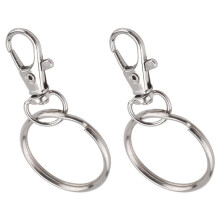 Silver Tone Metal Trigger Lobster Clasp Key Chain Keyring 2 Pcs