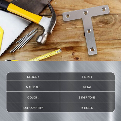 5 Pcs Angle Plate Corner Brace Flat T Shape Repair Bracket 80mm x 80mm 2