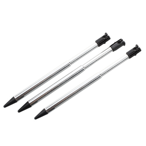 3 Pcs Silver Tone Black Plastic Stylus for  3ds 1