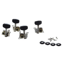 4 pezzi Ukulele Chitarra e Piccolo 4 corde della chitarra spine di sintonia Mecchaniche 2R e 2L, viti di montaggio incluso - argento e nero