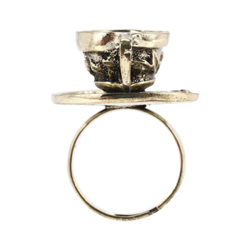 Metal Retro Coffee Tea Cup Finger Ring Justerbar Mode