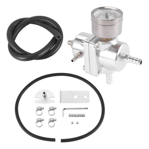 Universal Car Adjustable Fuel Pressure Regulator with Gauge Silver