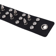 Metall Leder Herren Armreif Armband Armkette mit Killernieten Ziernieten Schwarz