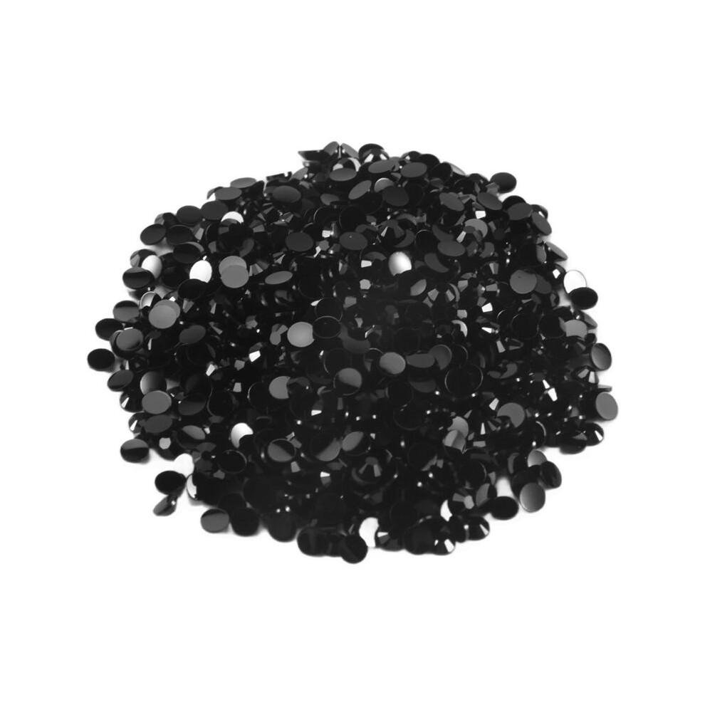 Black 2000Pcs Crystal Flatback Acrylic Rhinestones Beads Nail Art (Black)