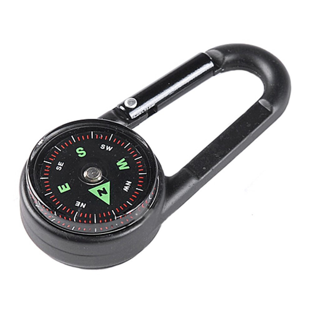 Black Multifunctional Compass + Thermometer + Keychain In 1