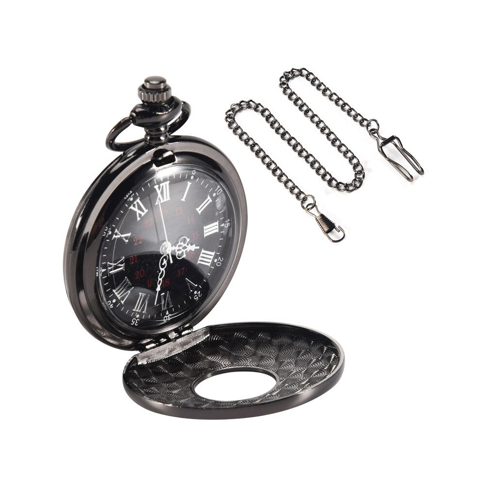 Vintage Steampunk Roman Numerals Necklace Quartz Pendant Pocket Watch Gift Black 4713312666579