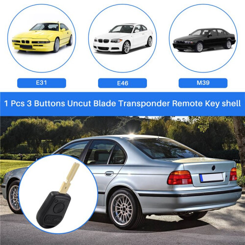 Uncut Replacement 3 Button Car Remote Key Keyless Shell Case for  E31 E32 E34 E36 E38 E39 E46 Z3 1
