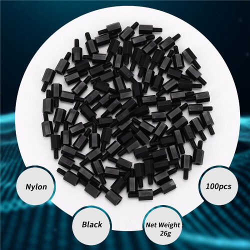 100Pcs M3 Thread 8mm+6mm PCB Fixed Nylon Hex Standoff Spacer Pillar 1