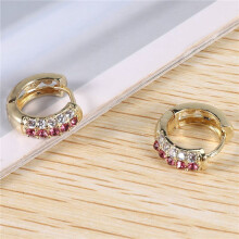 Elegant CZ Stone Hoop Earrings for Women Gold plated Piercing Jewelry -Gold