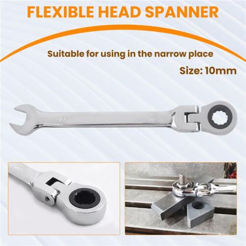1PC Flexible  Ratchet Metric Spanner Open End And Ring Wrenches Tool 10mm 1