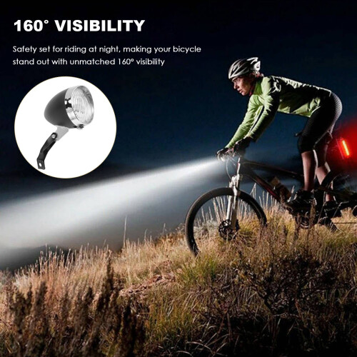 Retro Bicycle Bike Accessory Front Light Bracket Vintage 3LED Headlight (Black) 1
