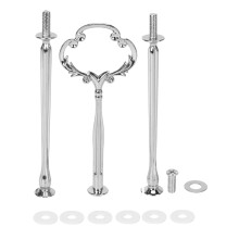 1Set 2 3-Laags Taartplateaustandaard Zwaar Metalen Middenhandvat Fitting Hardware Staafvorm: Sierlijke Victoriana Kleur: Zilver Aantal: 1 Sets
