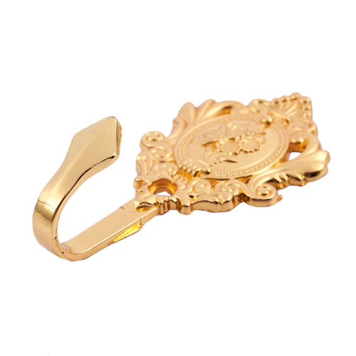 Rose Pattern Vintage Alloy Drapery Curtain Holdbacks Tieback Hooks 2Pcs (Gold) 2