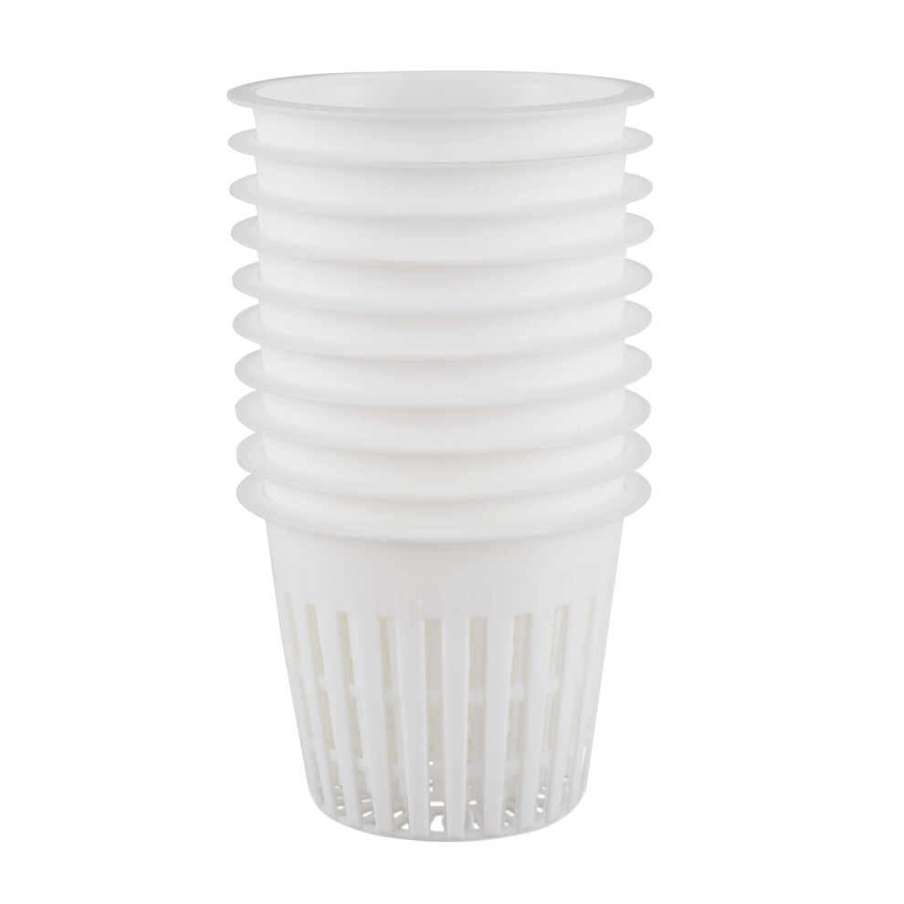 Semoic 10Pcs 3 Inch Heavy Duty Mesh Pot Net Cup Basket Hydroponic Aeroponic Planting Grow Clone White