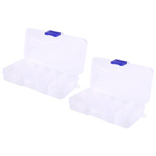 2Pcs 10-Slot Portable Plastic Resistors Electronic Component Case Box
