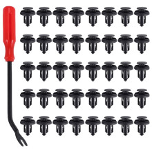 40pcs 10mm Push-type Plastic Bumper Flare Fastener Rivet Clips and one Remove the buckle tool