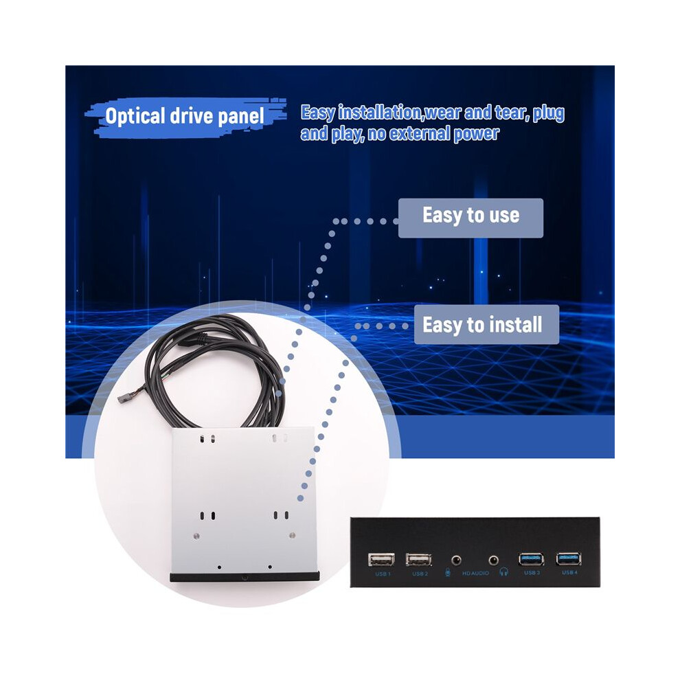 5.25 Inch Desktop Pc Case Internal Front Panel Usb Hub 2 Usb 3.0 And 2 Usb 2.0 With Hd Audio Port 20 Pin Connector 6031808952288