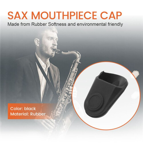 Rubber Clarinet Saxophone Mouthpiece Cap Protect Delicate Tip Black 1