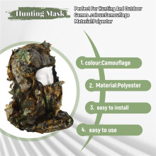 Cagoule de Masque de Visage 3D Feuillu de Chasse de Camouflage Chapeau Camo de Coiffures de Pêche de Chasse Extérieur