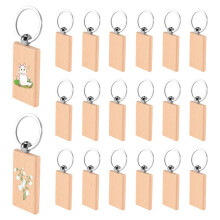 20 Stuks Houten Sleutelhanger Diy Houten Sleutelhangers Sleuteltags Geschenken Gele Rechthoek