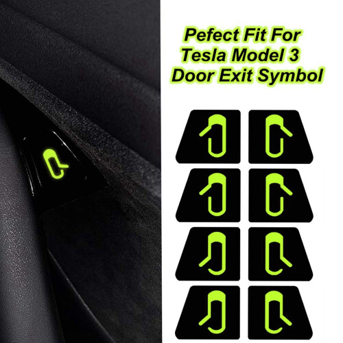 8Pcs/Set for  Model 3 Car Door Open Exit Sticker Luminous Button Sticker Kit 1