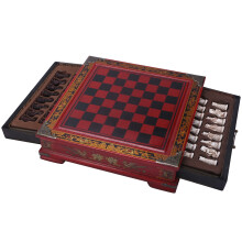 32 Stks/Set Houten Tafel Schaken Chinese Schaakspellen Hars Vintage Collectibles Gift Schaakstuk Kerst Verjaardag Premium Geschenken Entertainment
