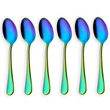 Regenbogen Farbe Tee Löffel Kaffee Löffel Kuchen Löffel Edelstahl 6 Teiliges Set (Kaffee Löffel)