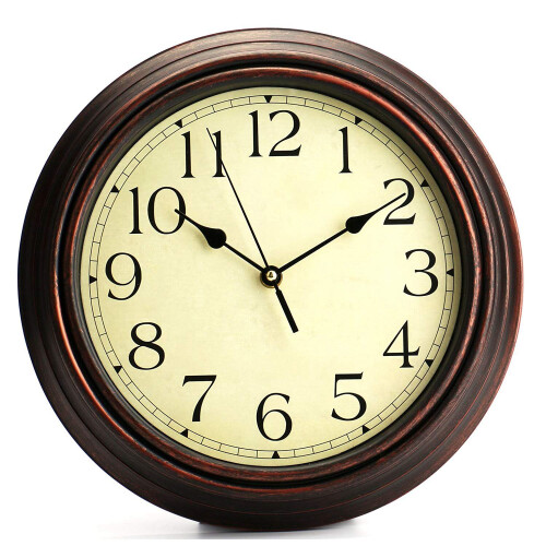 12-Inch Round Classic Clock Retro Non Ticking Quartz Decorative Wall Clock 1