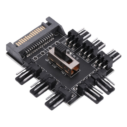 Multi Way Splitter Cooler Ventola Di Raffreddamento Hub PC Computer  Da 1 A 8 Pin 12V Power Socket PCB Adapter XXM8
