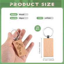20 Stuks Houten Sleutelhanger Diy Houten Sleutelhangers Sleuteltags Geschenken Gele Rechthoek