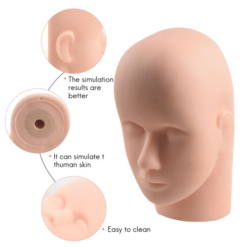 Mannequin Flat  Silicone Practice False Eyelash Extensions Makeup Model Massage Training