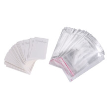 Bijoux 100 x Boucle d'oreille blanche Cartes d'affichage et Sacs auto-adhesifs