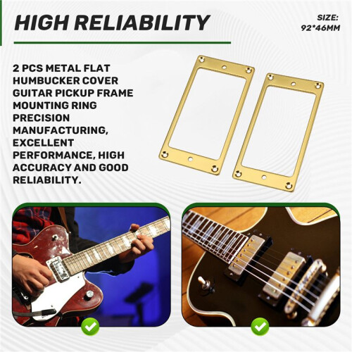 2 St Metal Platt Humbucker Cover Gitarr Pickup Ram Monteringsring 1