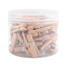 Push Pins With Wooden Clips 50Pcs Thumbtacks Pushpins  Paper Clips Clothespins Natural Color for Cork Board and Photo Wall Offices Home