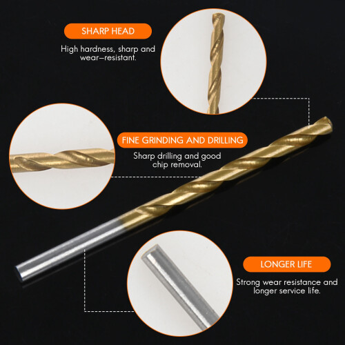 50 Pcs Titanium Coated High Speed Steel Drill Bit Set Tool 1/1.5/2/2.5/3mm 2