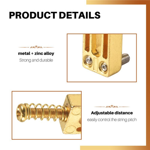 Rektangelgitarrbrosadlar för  Strat Stratocaster Tele Telecaster Elgitarrbyte, Guld (Pack med 6) 1