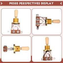 Metric 3 Way Short Straight Guitar Toggle Pickup Selector For Electric Guitar,Gold & beige(Pack Of 2)
