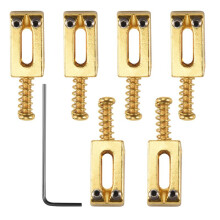 Rectangle Guitar Bridge Saddles per Strat Stratocaster Tele Telecaster Chitarra elettrica sostitutiva, oro (confezione da 6)