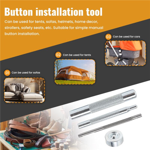 4PCS 831 Type Metal Snap Fasteners Press Studs Button Installation Tools Hand Punch Tool Set DIY Materials Accessories 1