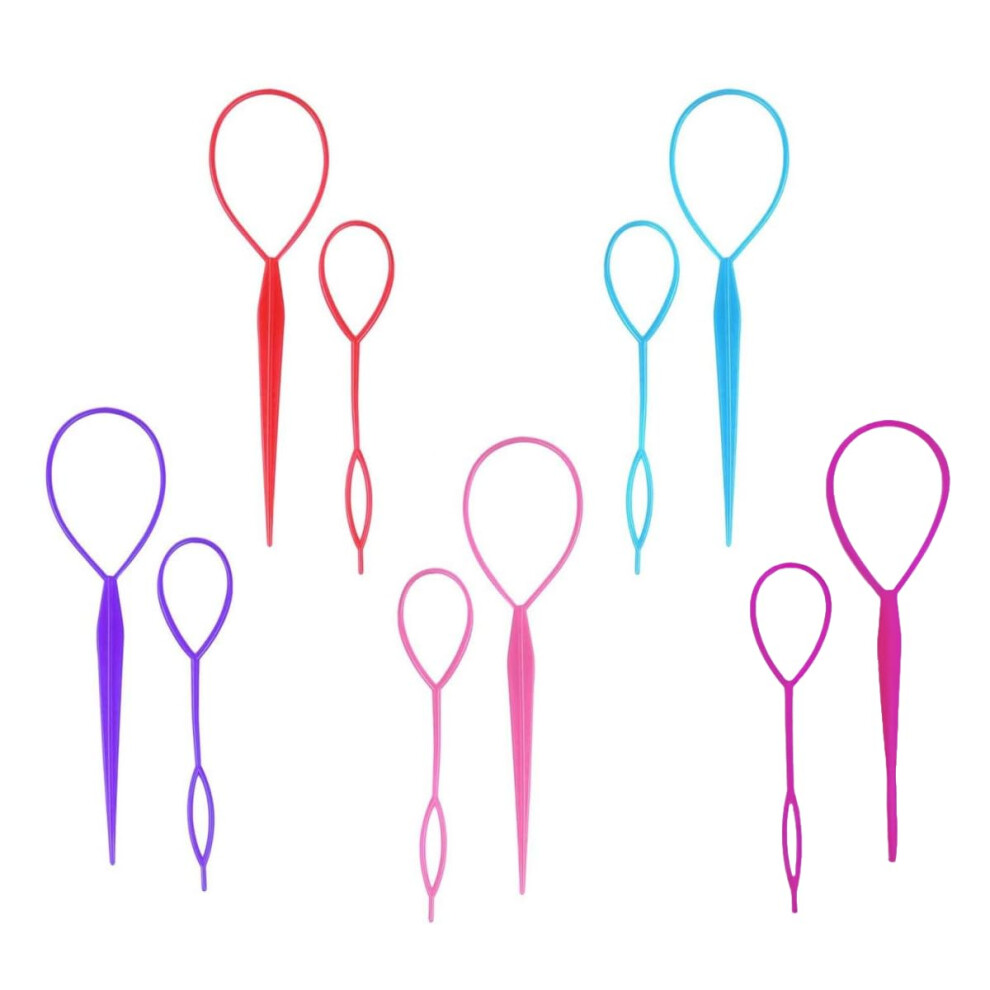 Hair Braiding Tool Set with Loop, 10pcs Ponytail Holders for French Braid Styling, 5 Colors