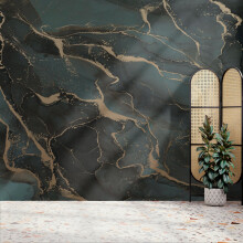 Superfresco Easy Marble Teal Gold Print To Order 3m x 2.8m Mural | Wallpaper Roll
