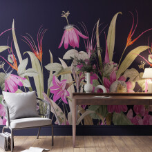 Superfresco Easy Flora Navy Fuchsia Print To Order 3m x 2.8m Mural | Wallpaper Roll