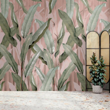 Superfresco Easy Banana Leaf Pink Print To Order 3m x 2.8m Mural | Wallpaper Roll