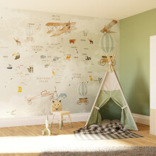 Superfresco Easy Around the World Sage Print To Order 3m x 2.8m Mural | Wallpaper Roll