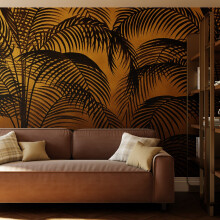 Superfresco Easy Palm Silhouette Golden Ochre Print To Order 3m x 2.8m Mural | Wallpaper Roll