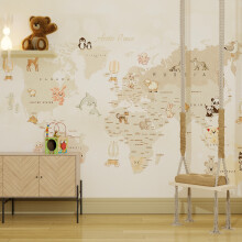 Superfresco Easy Whole Wide World Neutral Print To Order 3m x 2.8m Mural | Wallpaper Roll